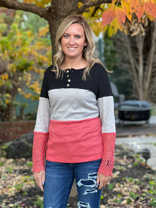 "Staci" Color Block Top