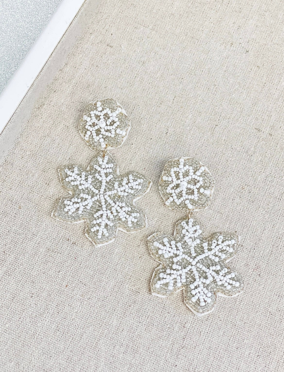 Beaded Snowflake Dangle Earrings