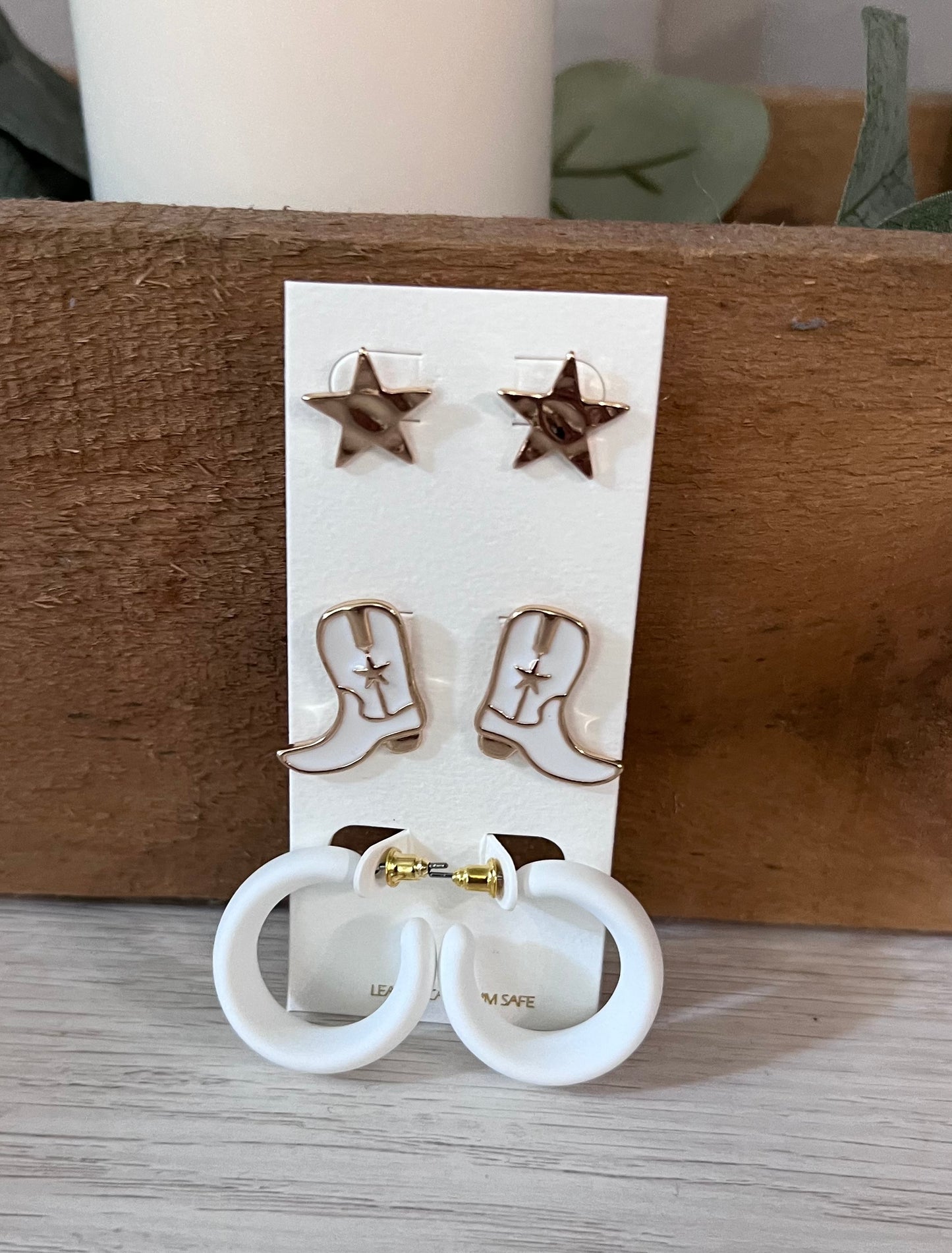 Cowboy Boots Enamel Earring Set