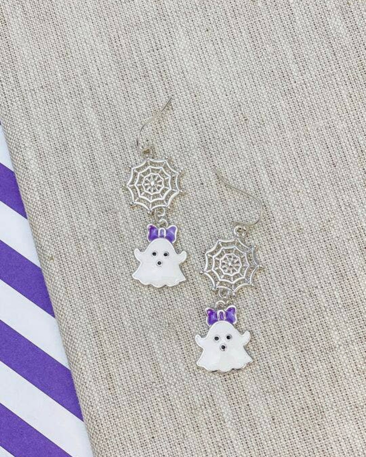 Spider Ghost Enamel Dangle Earrings