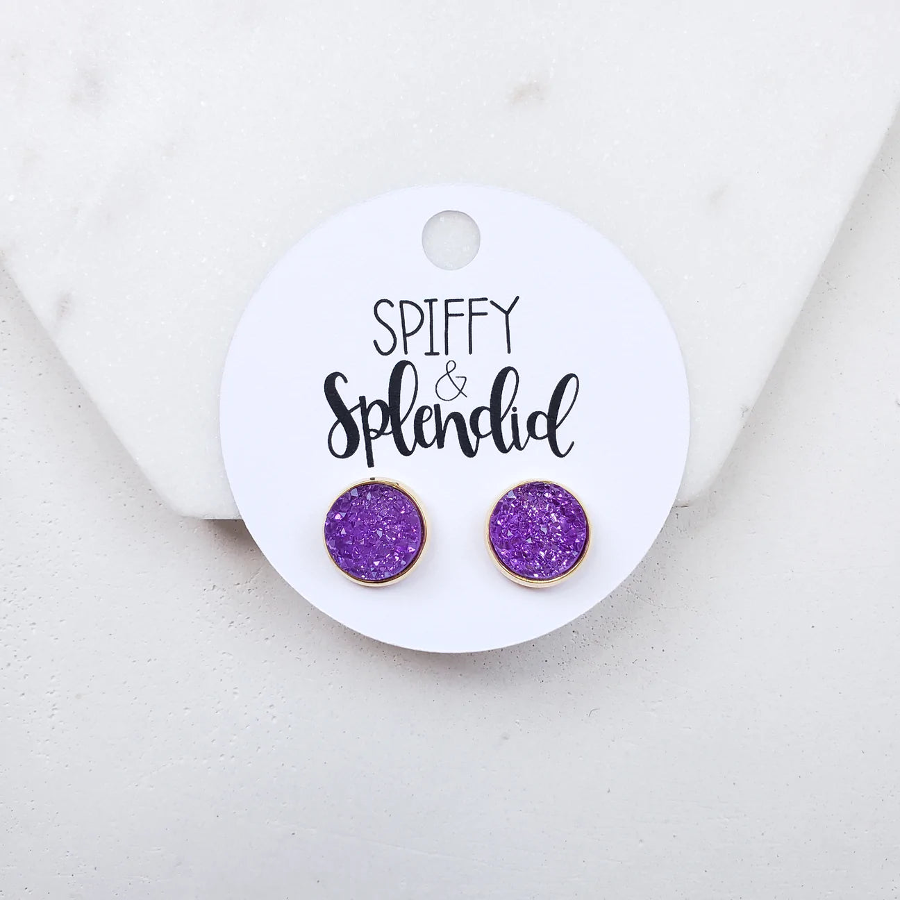 Purple Geode Druzy Studs